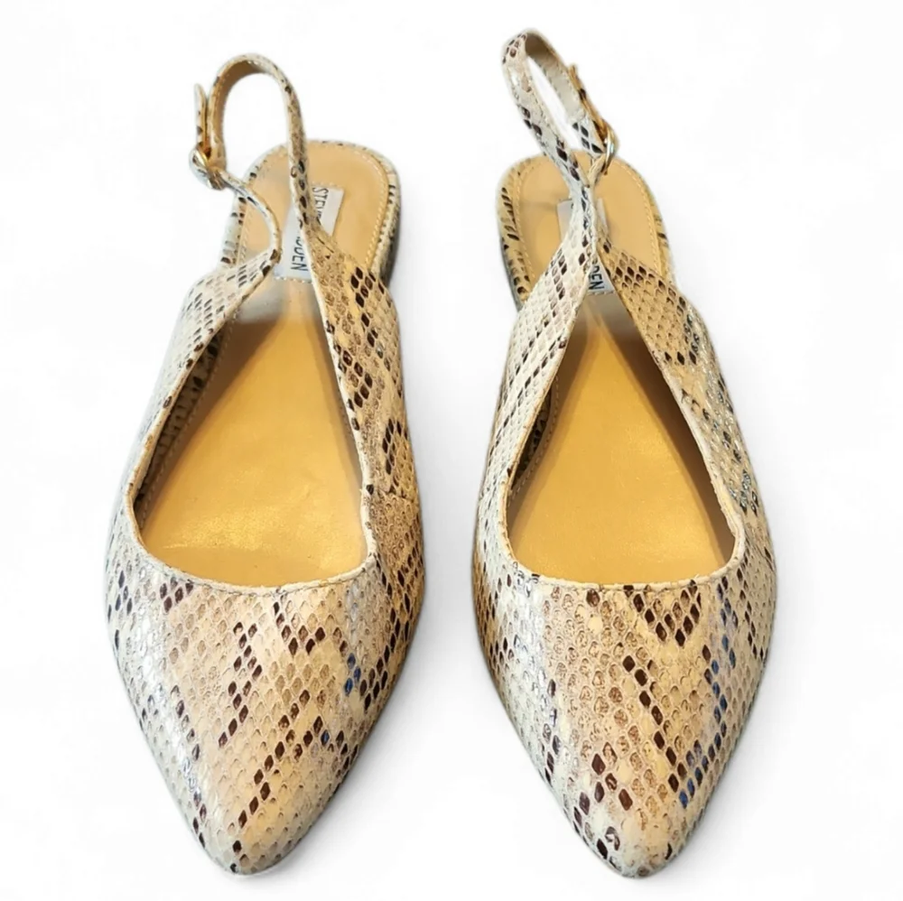 Steve Madden‎ Snake Skin Pattern Slingback Flats Size 8.5